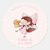 Taart & Thee Tijd Verjaardag Sticker (Voorkant)