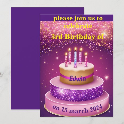 taart verjaardag viering kaart (Voorkant / Achterkant)