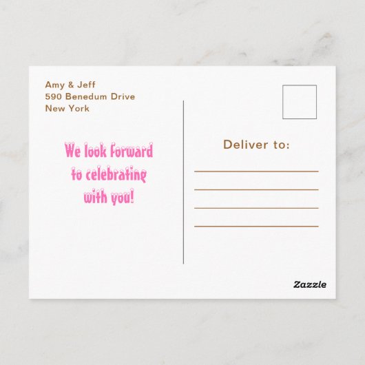 Taart Versieren Verjaardagsfeest Blauw Roze Briefkaart (Achterkant)