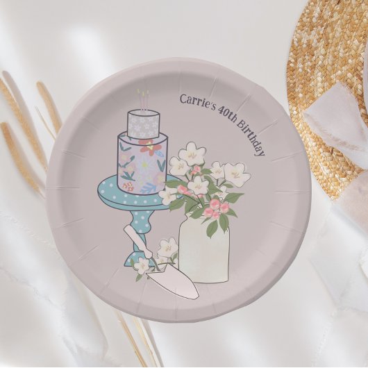 Taart zomer 40e verjaardag papieren bordje