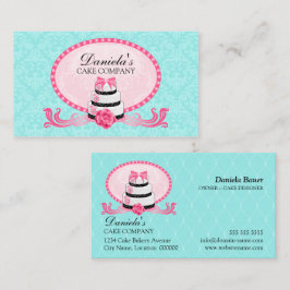 Taartbakkerij Damask Aqua Roze Visitekaartje