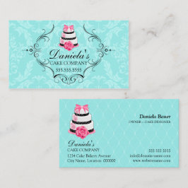 Taartbakkerij Damask Aqua Roze Visitekaartje