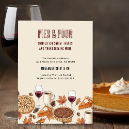 Taarten en drankjes Thanksgiving-wijn- en dessertf Kaart