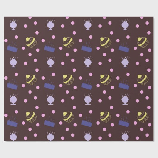 taarten en sundaes chocolade cadeaupapier (Vlak)