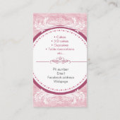 taarten, handgemaakte 3 D taarten, gebak-fornuizen Visitekaartje (Achterkant)