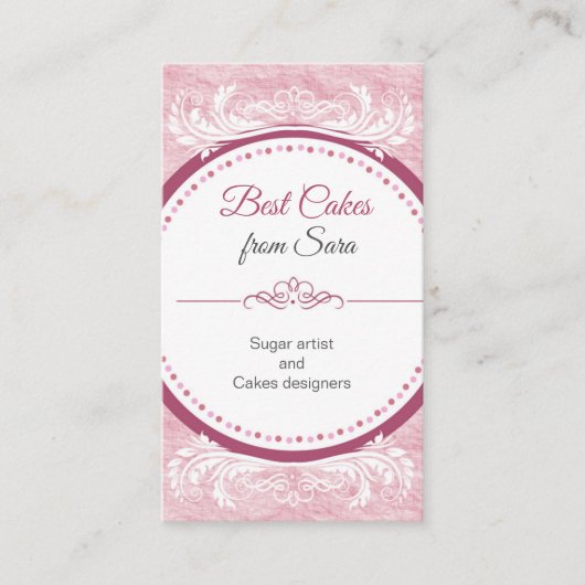 taarten, handgemaakte 3 D taarten, gebak-fornuizen Visitekaartje (Voorkant)