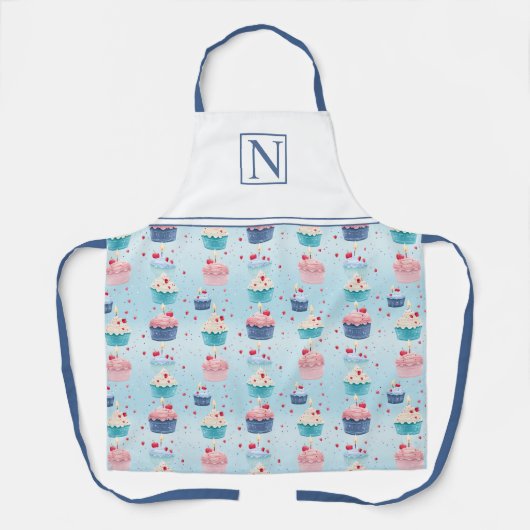 Taarten, kaarsen en aardbeien Gepersonaliseerd Ini Schort (Voorkant)