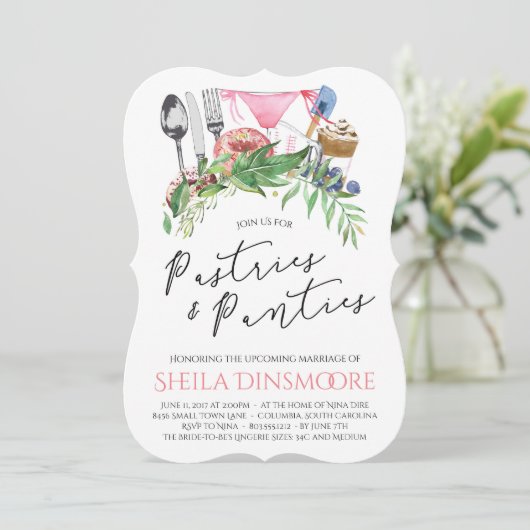 Taarten & Slipjes lingerie feest uitnodiging 5x7 (Staand voorkant)