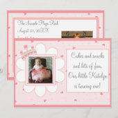 Taarten & snacks en veel plezier, eerste verjaarda kaart (Voorkant / Achterkant)