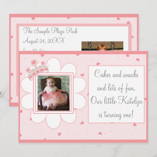 Taarten & snacks en veel plezier, eerste verjaarda kaart (Voorkant / Achterkant)