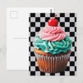 Taartje dessert gelukkige verjaardag clipart briefkaart (Voorkant / Achterkant)