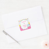 Taartje en Spikkels Verjaardagsfeestje Vierkante Sticker (Envelop)