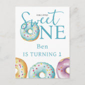 Taartje Sweet One Blue 1e verjaardagsfeest Uitnodi Briefkaart (Voorkant)