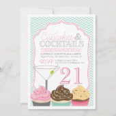 Taartjes & Cocktails Uitnodiging voor verjaardagsf (Voorkant)