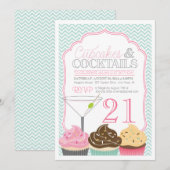 Taartjes & Cocktails Uitnodiging voor verjaardagsf (Voorkant / Achterkant)