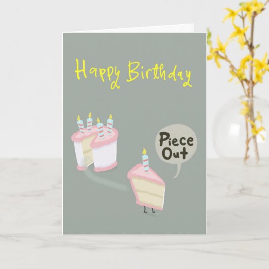 Taartpunt die "piece out" roept. kaart (Gele Bloem)