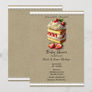 Taartpunt Strawberry Shortcake Baby Shower Kaart