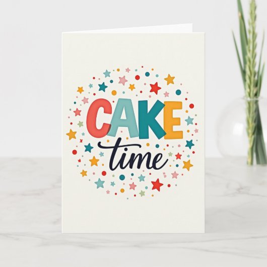 Taarttijd Confetti Kaart (Voorkant)