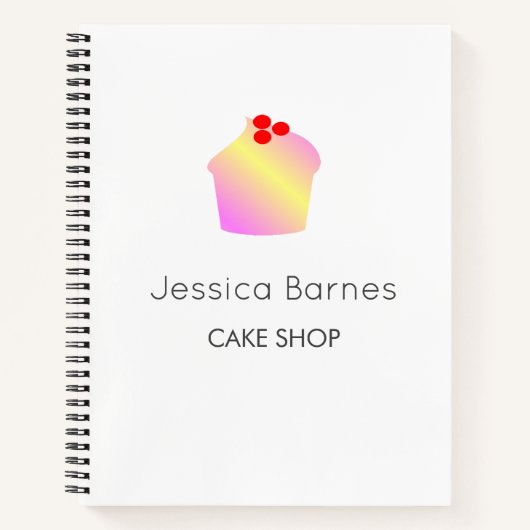Taartwinkel cupcake silhouet wit notitieboek (Voorkant)