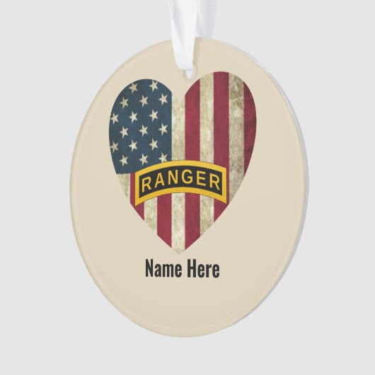 Tab Amerikaanse Heart Flag Ornament (voorkant)