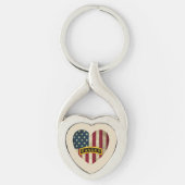 Tab Amerikaanse Heart Flag Sleutelhanger (Voorkant)