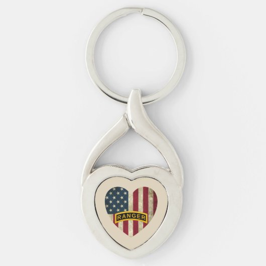 Tab Amerikaanse Heart Flag Sleutelhanger (Voorkant)