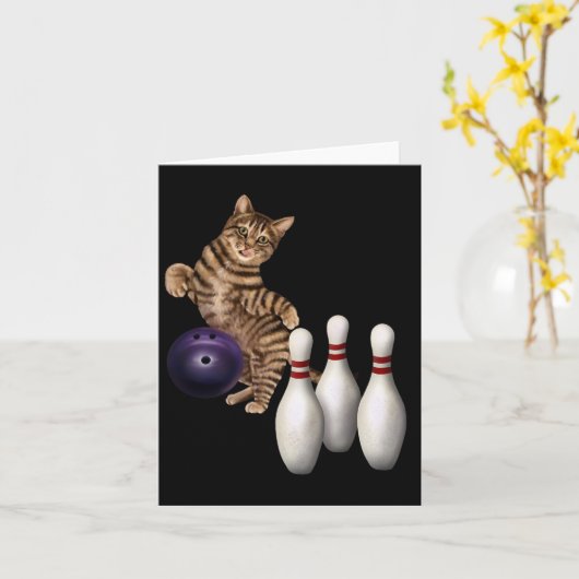 Tab Funny Cat Bowling Kaart (Gele Bloem)