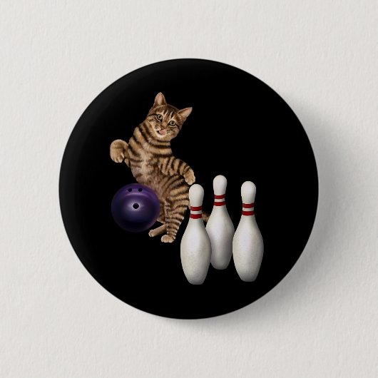 Tab Funny Cat Bowling Ronde Button 5,7 Cm (Voorkant)