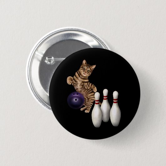 Tab Funny Cat Bowling Ronde Button 5,7 Cm (Voorkant /achterkant)