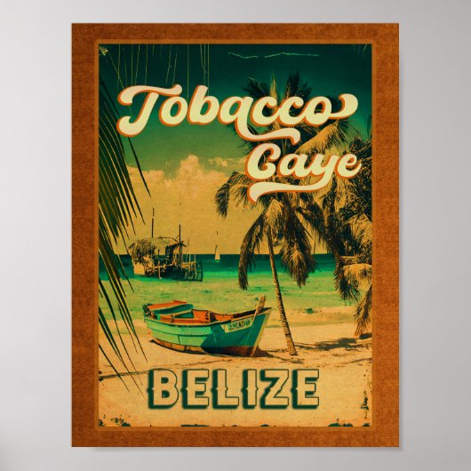 Tabacco Caye Belize Palm Trees Souvenirs Poster (Voorkant)
