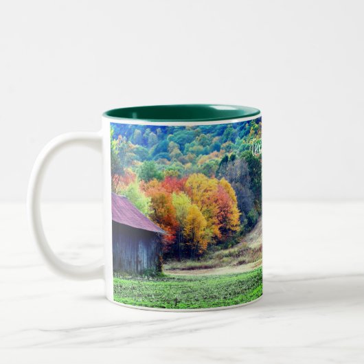 Tabak Barn Herfst Foliage - Aangepast Tweekleurige Koffiemok (Links)