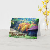 Tabak Barn Herfst Foliage Birthday Kaart (Gele Bloem)