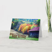 Tabak Barn Herfst Foliage Birthday Kaart (Voorkant)