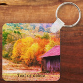 Tabak Barn in het najaar gepersonaliseerd Sleutelhanger (Achterkant)