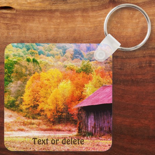 Tabak Barn in het najaar  gepersonaliseerd Sleutelhanger (Achterkant)