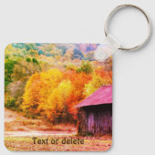 Tabak Barn in het najaar gepersonaliseerd Sleutelhanger (Achterkant)