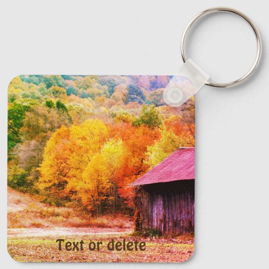 Tabak Barn in het najaar  gepersonaliseerd Sleutelhanger (Achterkant)