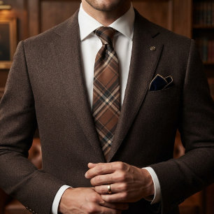 Tabak Bruine Heritage Plaid Stropdas