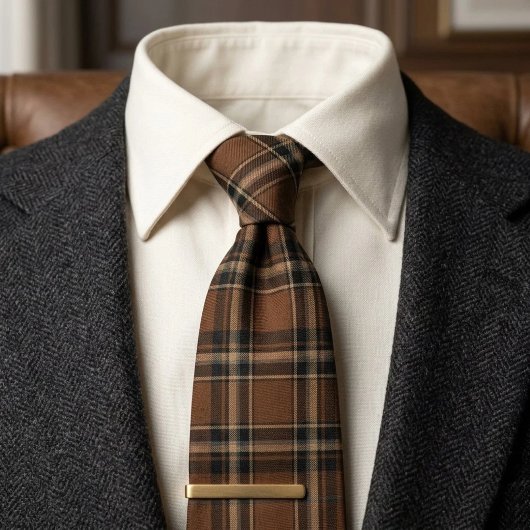 Tabakbruine Heritage Plaid Stropdas