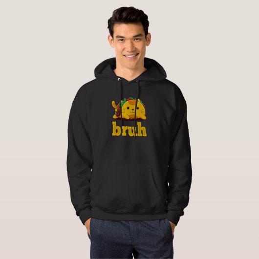 Tabaksgemiddelde Bruh Cat Funny Meme gezegde Bruh Hoodie (Voorkant volledig)