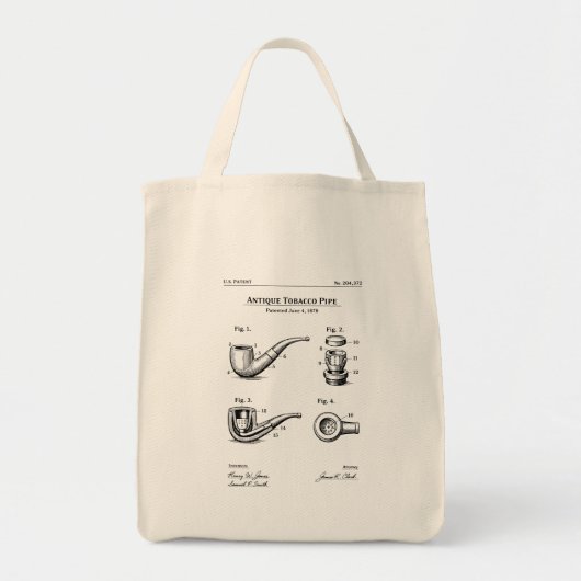 tabakspijp blauwdruk tote bag (Voorkant)