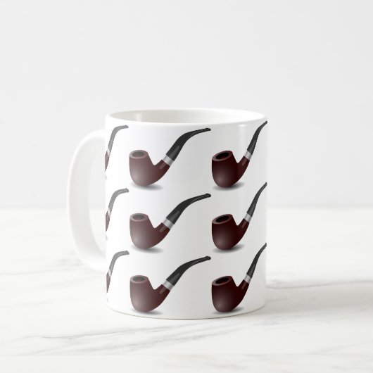 Tabakspijp voor rokers. Witte achtergrond. Koffiemok (Voorkant links)