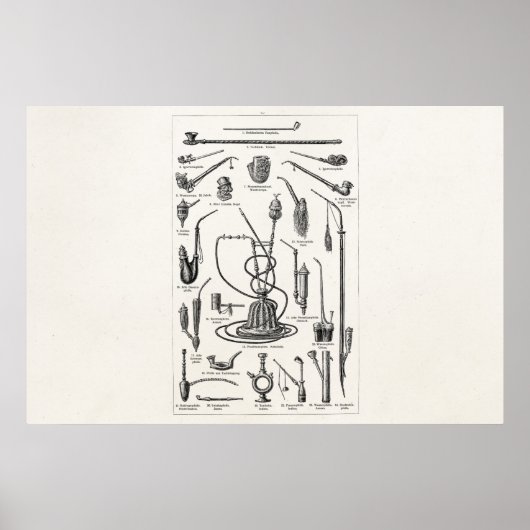  tabakspijpen en de illustratie van de oude hookah poster (Voorkant)