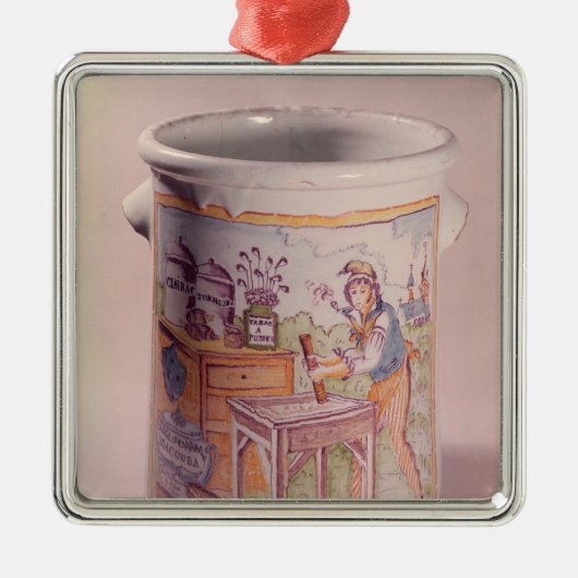 Tabakspot met een tabakstaart metalen ornament (Voorkant)