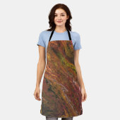 Tabarin 3 Warm Rood Groen Abstract Schort (Gedragen)