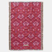 Tabatpatronen met kleurrijke rode en paarse ikat deken (Voorkant Verticaal)