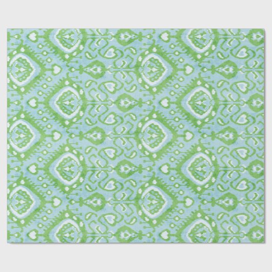 Tabattribaal met kleurrijke blauwe ikat cadeaupapier (Vlak)