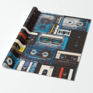 Tabbanden voor geluidscassettes met retro cadeaupapier