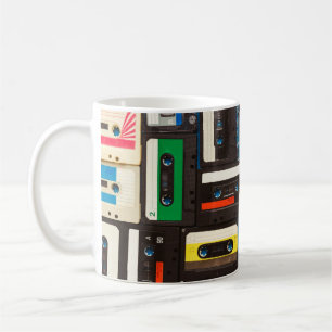 Tabbanden voor geluidscassettes met retro koffiemok