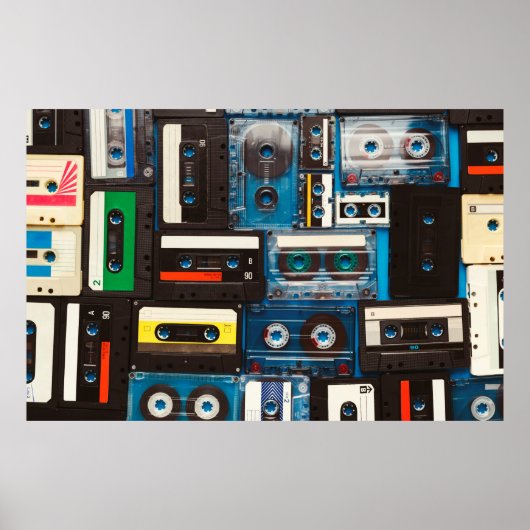 Tabbanden voor geluidscassettes met retro poster (Voorkant)